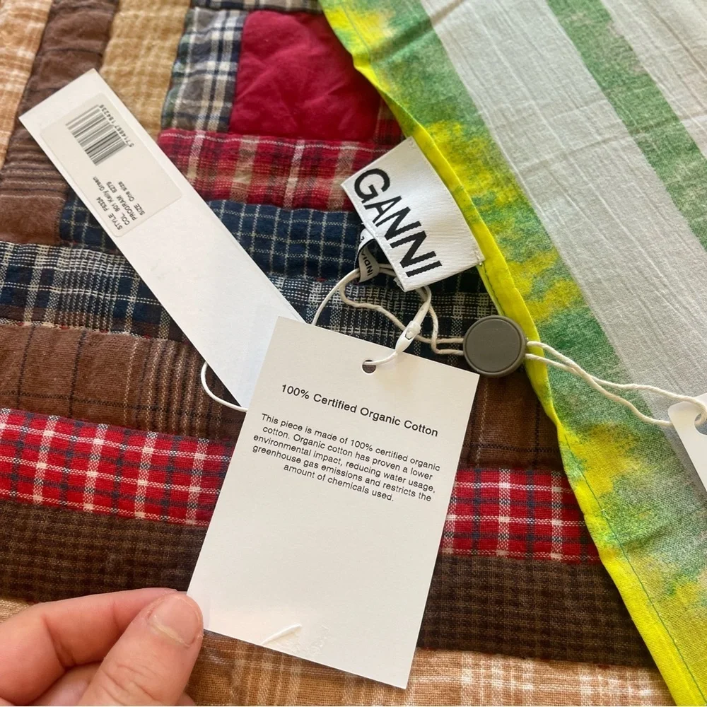 NWT Ganni Tie-dye Voile Scarf organic cotton green and yellow​
